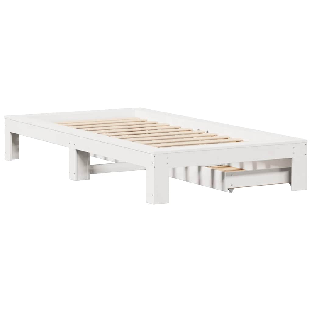 Letto senza Materasso Bianco 90x190 cm in Legno Massello Pino | homemem39