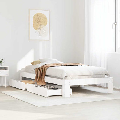 Letto senza Materasso Bianco 90x190 cm in Legno Massello Pino