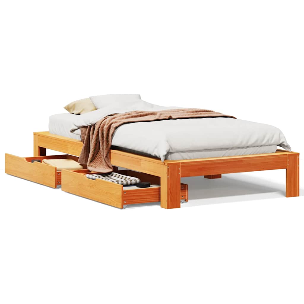 Letto senza Materasso Marrone Cera 90x190 cm in Legno di Pino