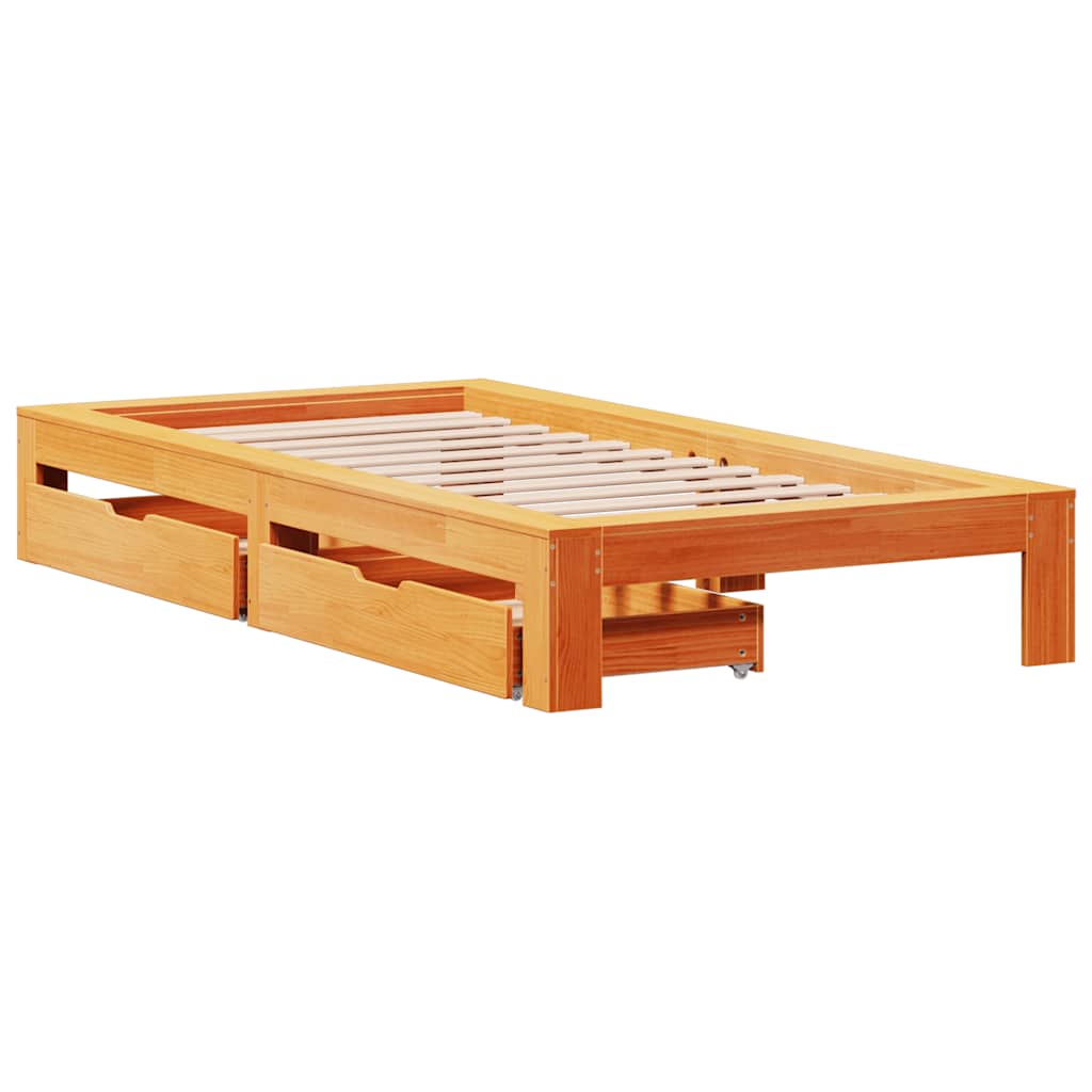 Letto senza Materasso Marrone Cera 90x190 cm in Legno di Pino | homemem39