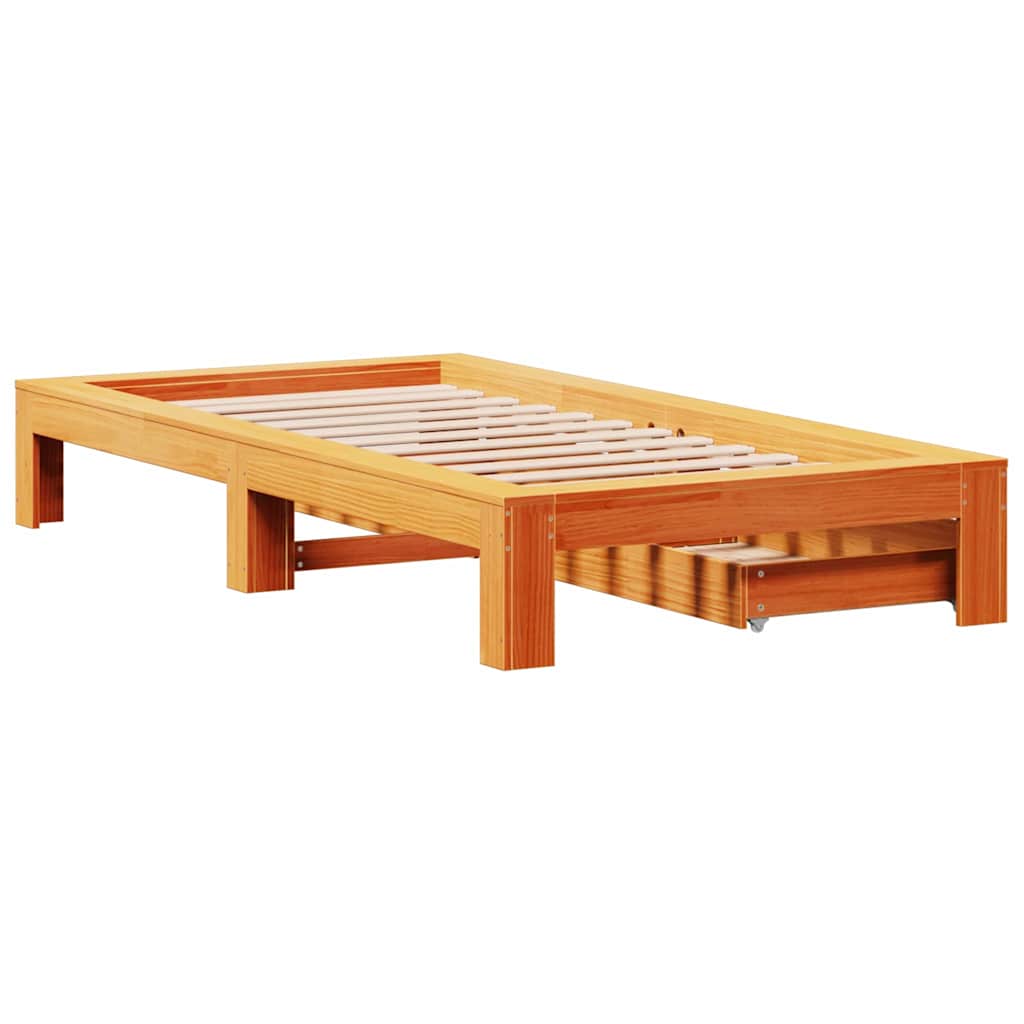 Letto senza Materasso Marrone Cera 90x190 cm in Legno di Pino | homemem39
