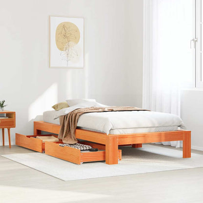Letto senza Materasso Marrone Cera 90x190 cm in Legno di Pino