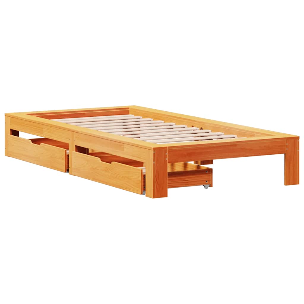 Letto senza Materasso Marrone Cera 75x190 cm in Legno di Pino | homemem39