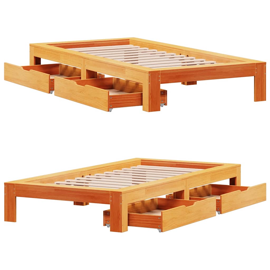 Letto senza Materasso Marrone Cera 75x190 cm in Legno di Pino | homemem39