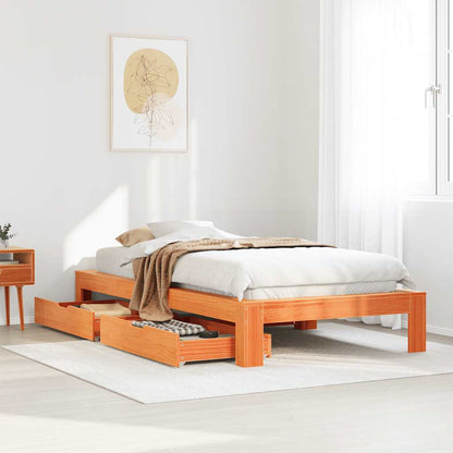 Letto senza Materasso Marrone Cera 75x190 cm in Legno di Pino | homemem39