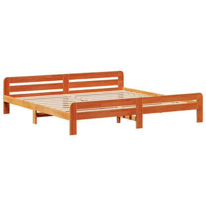 Letto senza Materasso Marrone Cera 200x200 cm in Legno di Pino