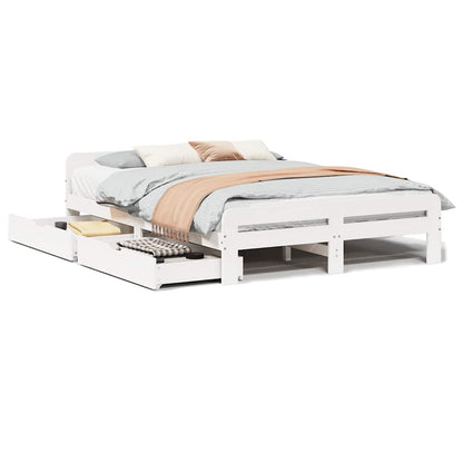 Letto senza Materasso Bianco 150x200 cm Legno Massello di Pino