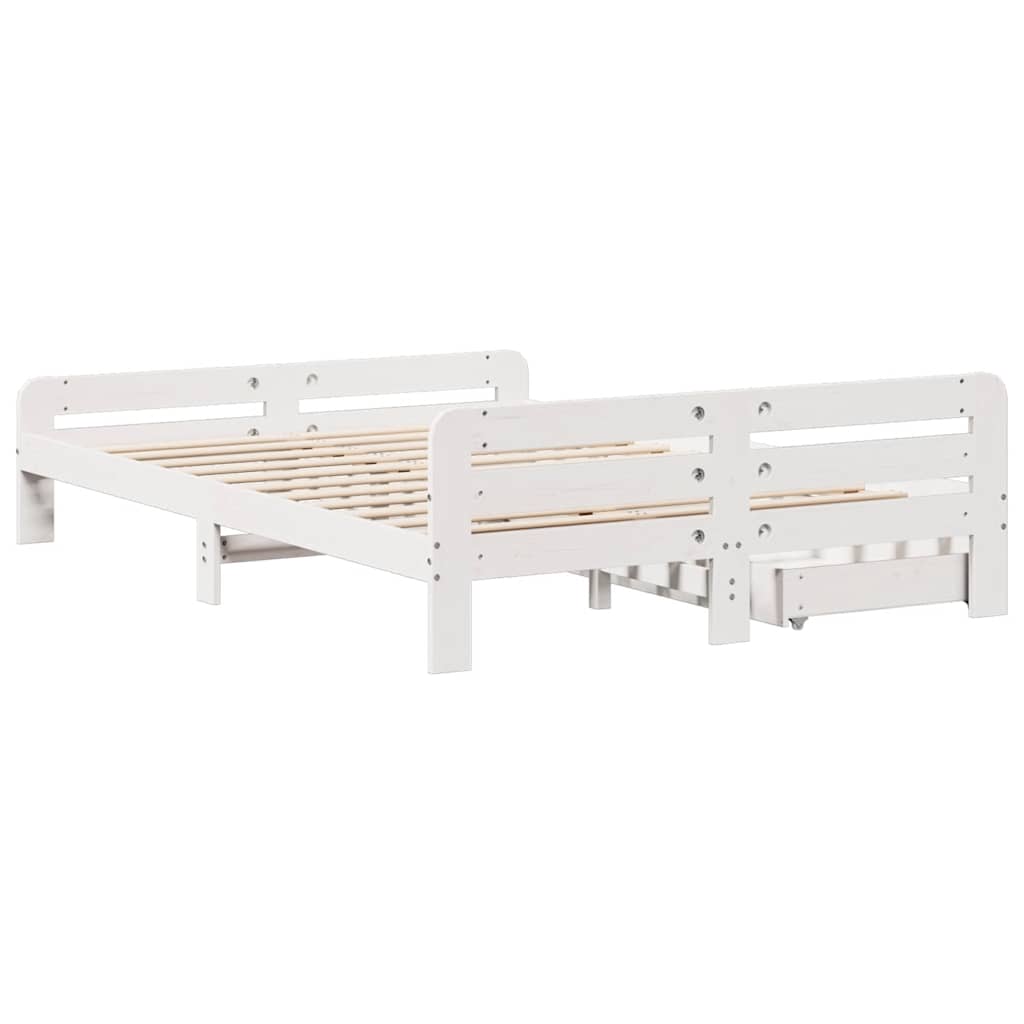 Letto senza Materasso Bianco 150x200 cm Legno Massello di Pino