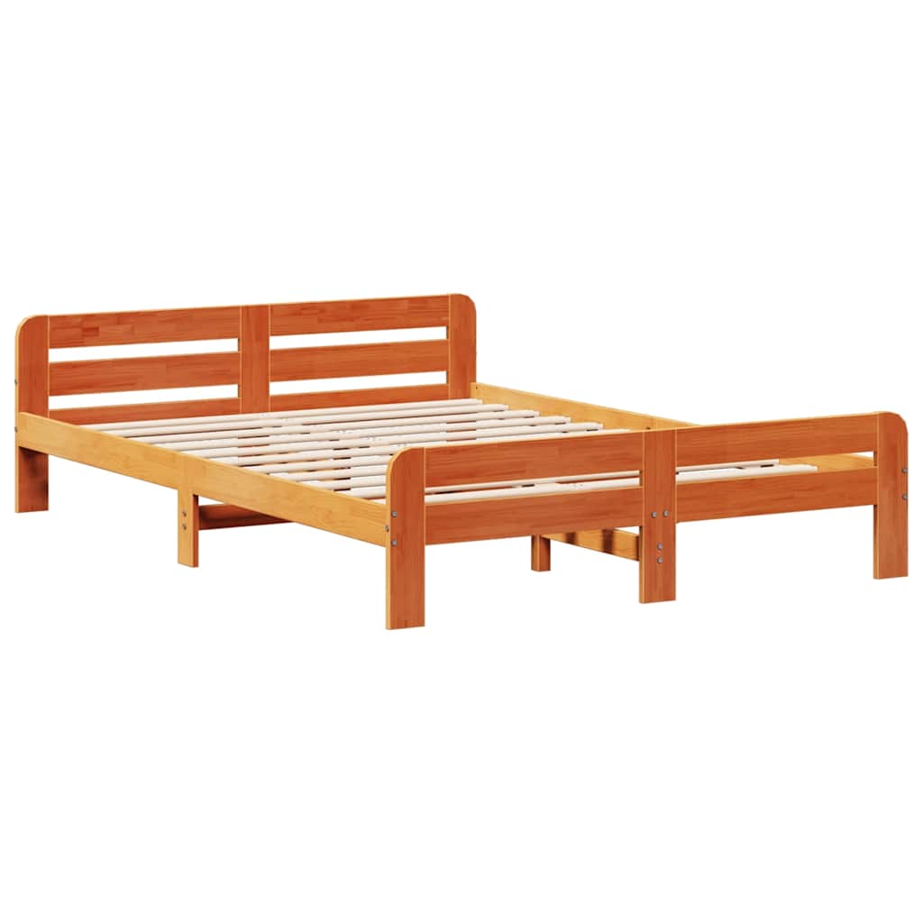 Letto senza Materasso Marrone Cera 150x200 cm in Legno di Pino