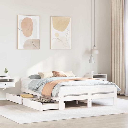Letto senza Materasso Bianco 140x200 cm Legno Massello di Pino - homemem39