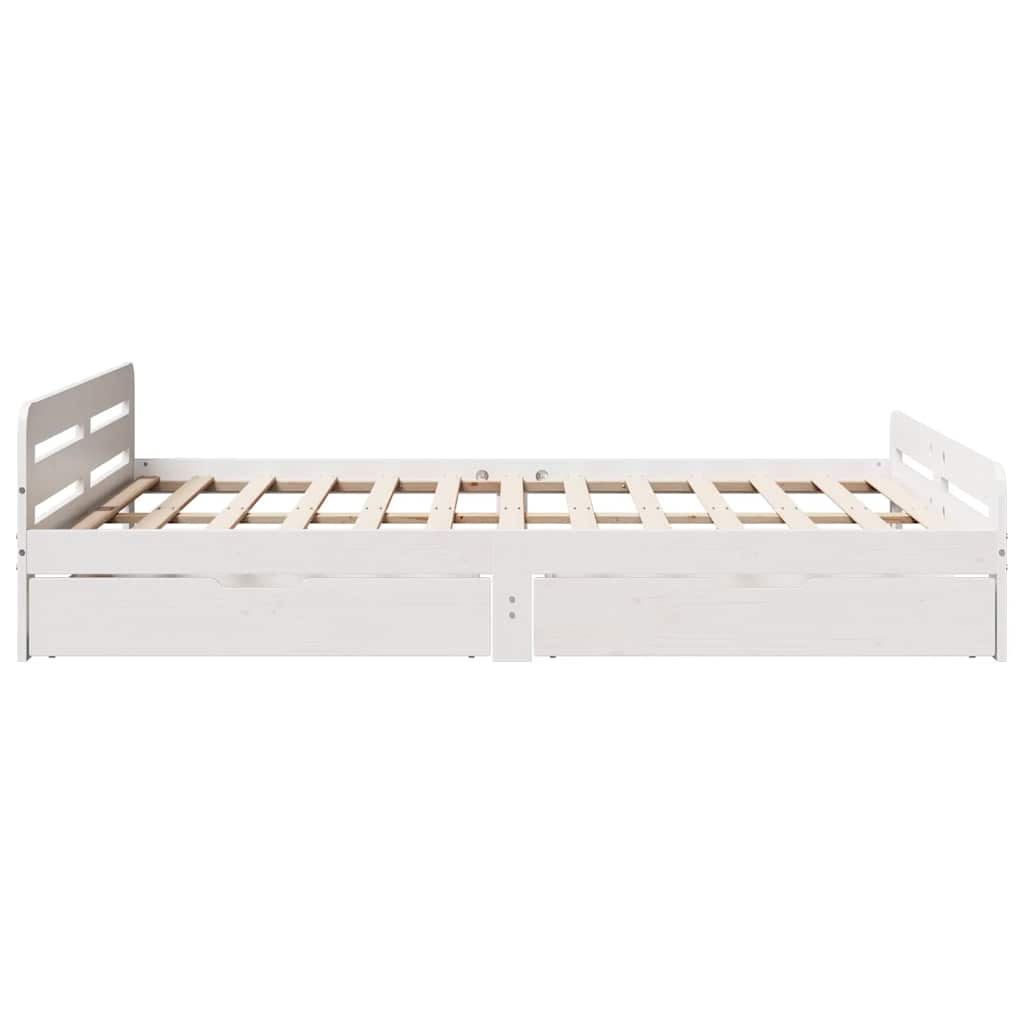 Letto senza Materasso Bianco 140x190 cm Legno Massello di Pino | homemem39