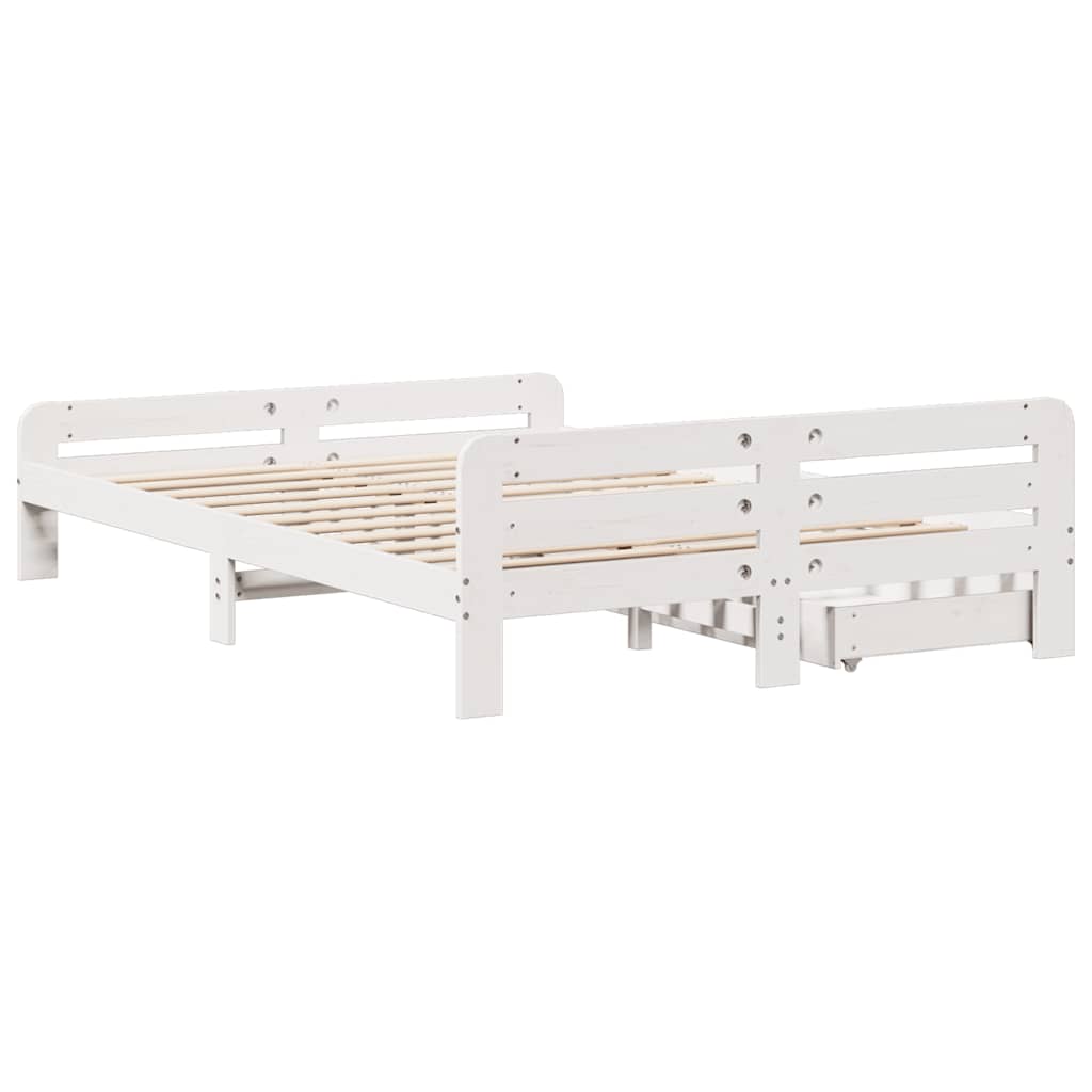 Letto senza Materasso Bianco 140x190 cm Legno Massello di Pino | homemem39