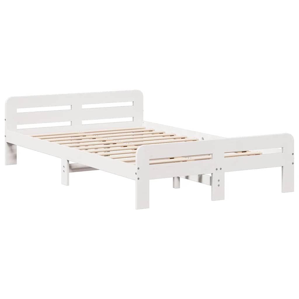 Letto senza Materasso Bianco 135x190 cm Legno Massello di Pino
