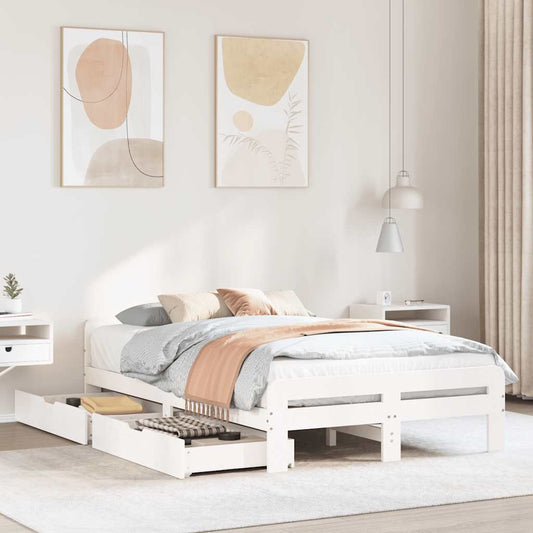 Letto senza Materasso Bianco 135x190 cm Legno Massello di Pino | homemem39