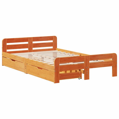 Letto senza Materasso Marrone Cera 135x190 cm in Legno di Pino | homemem39