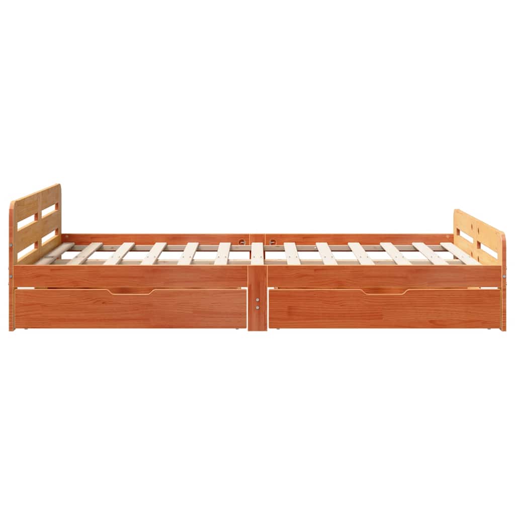 Letto senza Materasso Marrone Cera 135x190 cm in Legno di Pino | homemem39