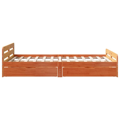 Letto senza Materasso Marrone Cera 135x190 cm in Legno di Pino | homemem39