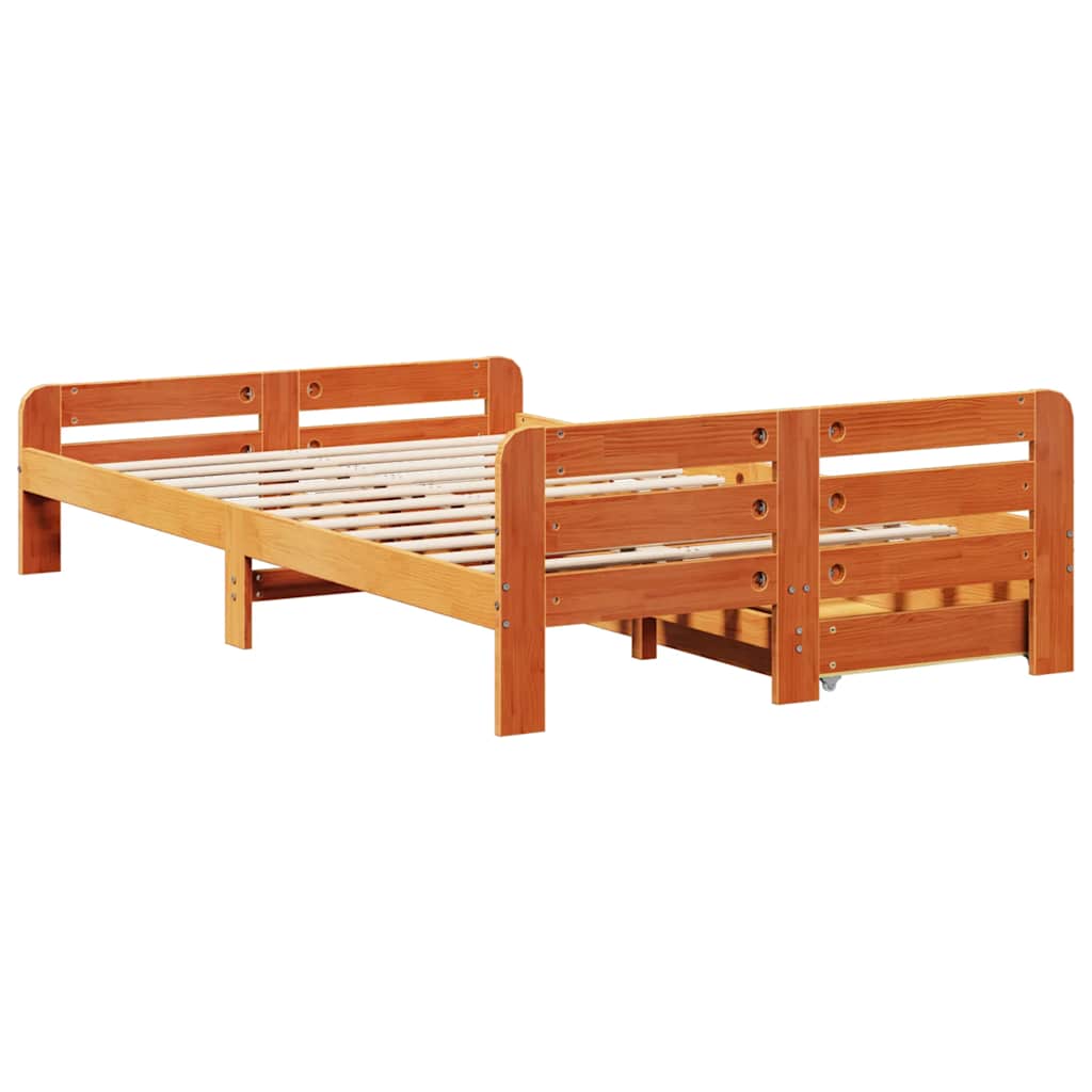 Letto senza Materasso Marrone Cera 135x190 cm in Legno di Pino | homemem39