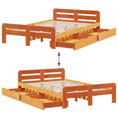 Letto senza Materasso Marrone Cera 135x190 cm in Legno di Pino | homemem39