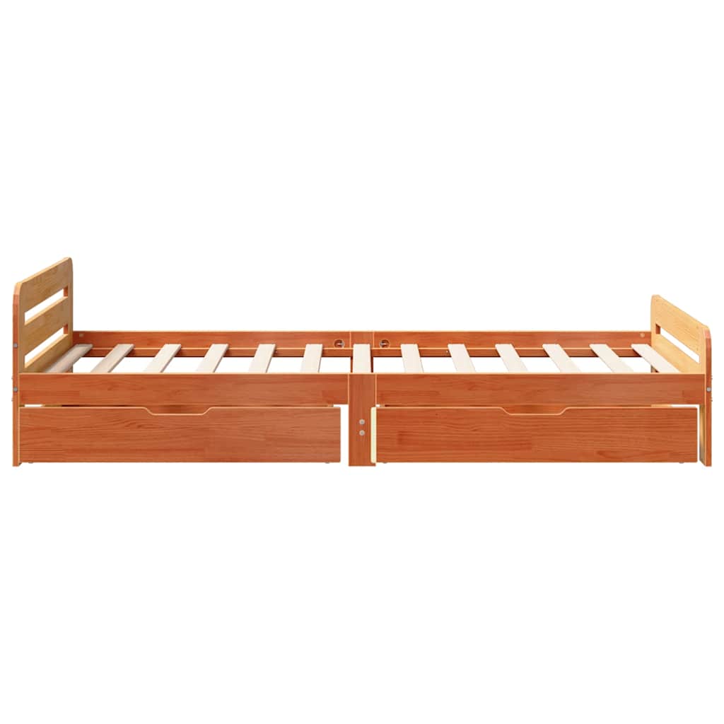 Letto senza Materasso Marrone Cera 75x190 cm in Legno di Pino | homemem39