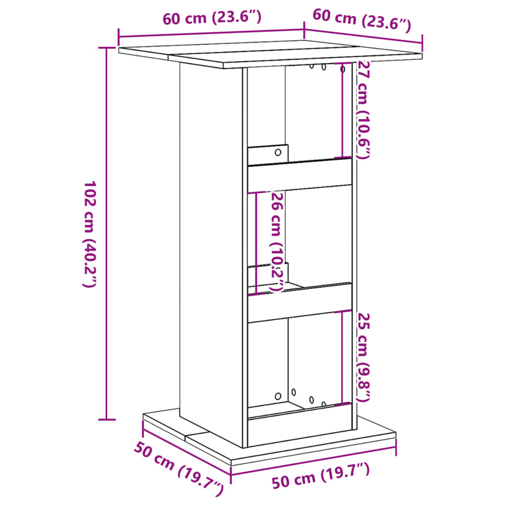 Tavolo Bar Portaoggetti Rovere Sonoma 60x60x102 cm Multistrato | homemem39