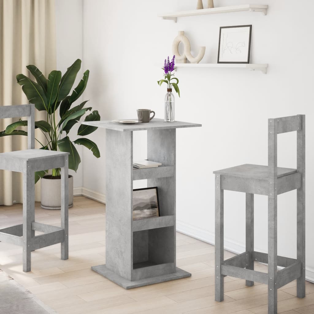Tavolo Bar Portaoggetti Grigio Cemento 60x60x102 cm Multistrato | homemem39