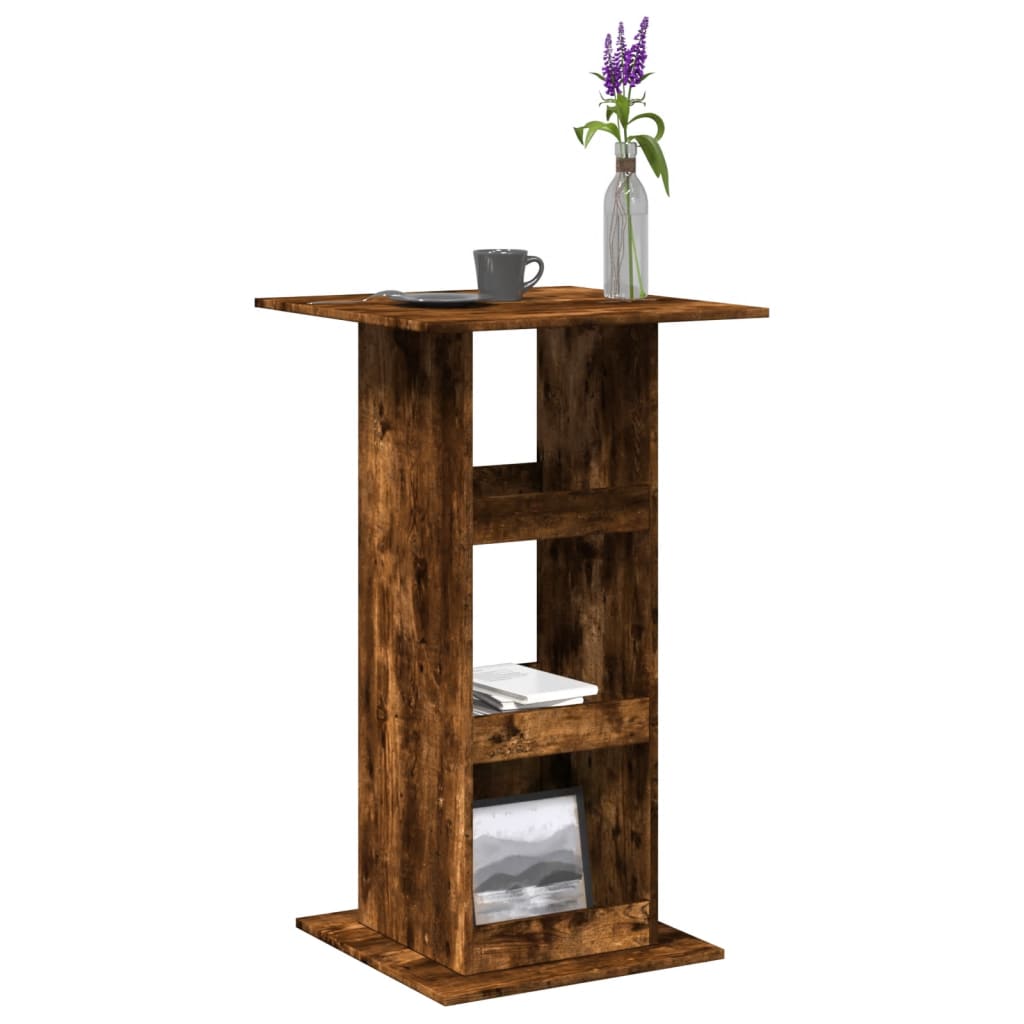 Tavolo Bar Portaoggetti Rovere Fumo 60x60x102 cm Multistrato | homemem39