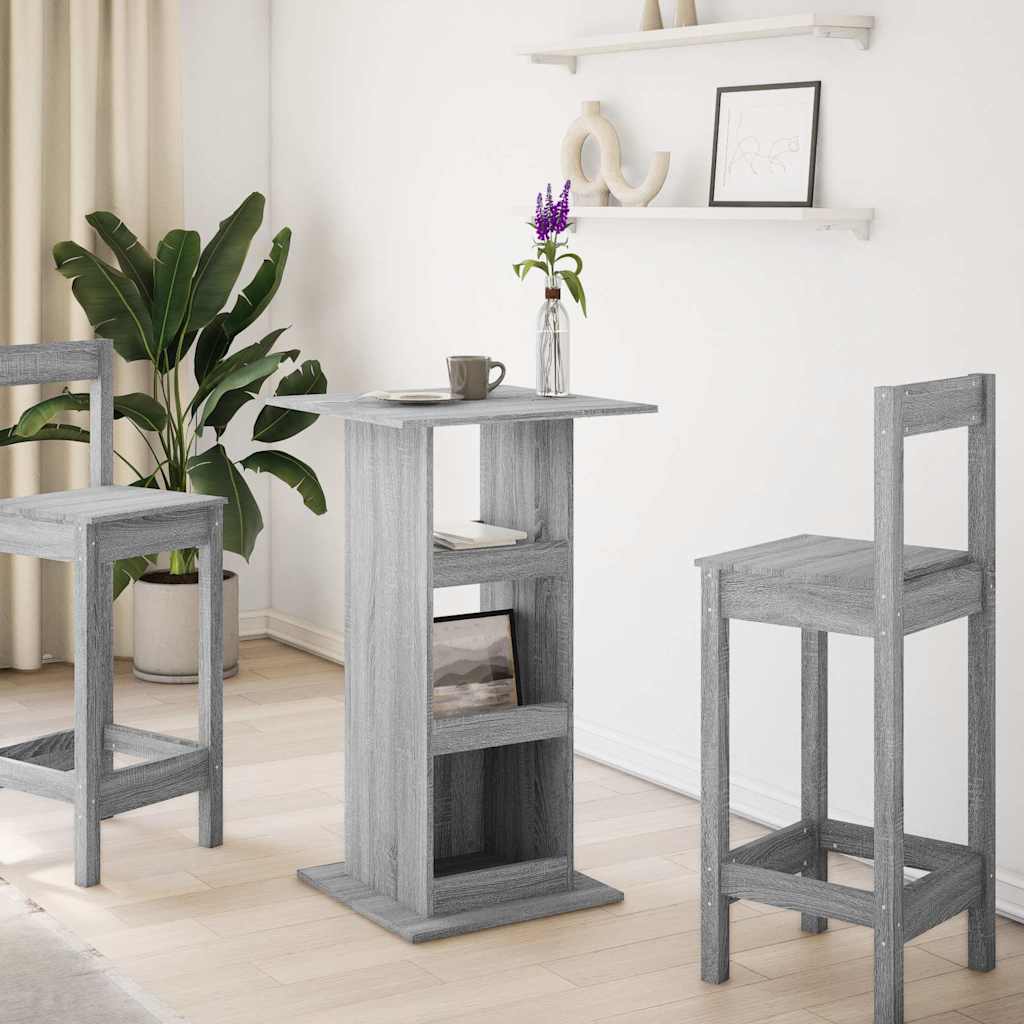 Tavolo Bar Portaoggetti Grigio Sonoma 60x60x102 cm Multistrato | homemem39