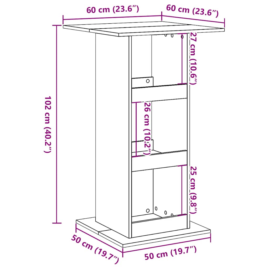 Tavolo Bar Portaoggetti Grigio Sonoma 60x60x102 cm Multistrato | homemem39