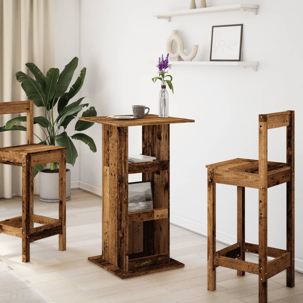 Tavolo Bar Portaoggetti Legno Antico 60x60x102cm in Multistrato | homemem39