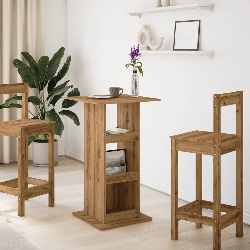 Tavolo Bar Portaoggetti Rovere 60x60x102 cm Legno Multistrato | homemem39