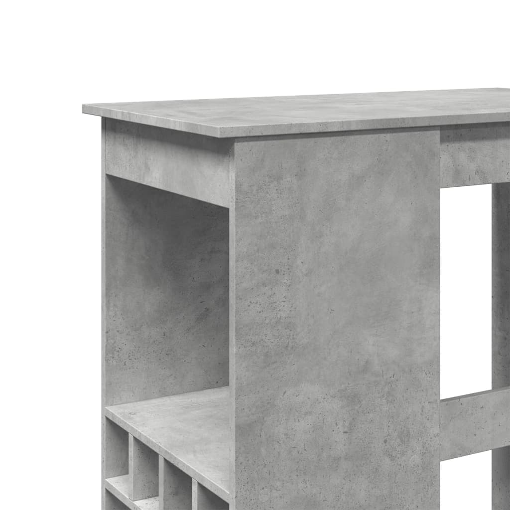 Tavolo Bar con Rastrelliera Grigio 90x47,5x103,5 cm Multistrato
