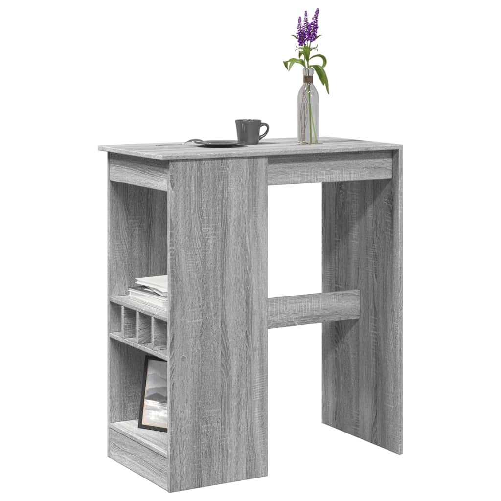 Tavolo Bar con Rastrelliera Grigio 102x50x103,5cm Multistrato | homemem39