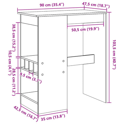 Tavolo Bar con Rastrelliera Antico 90x47,5x103,5 cm Multistrato | homemem39