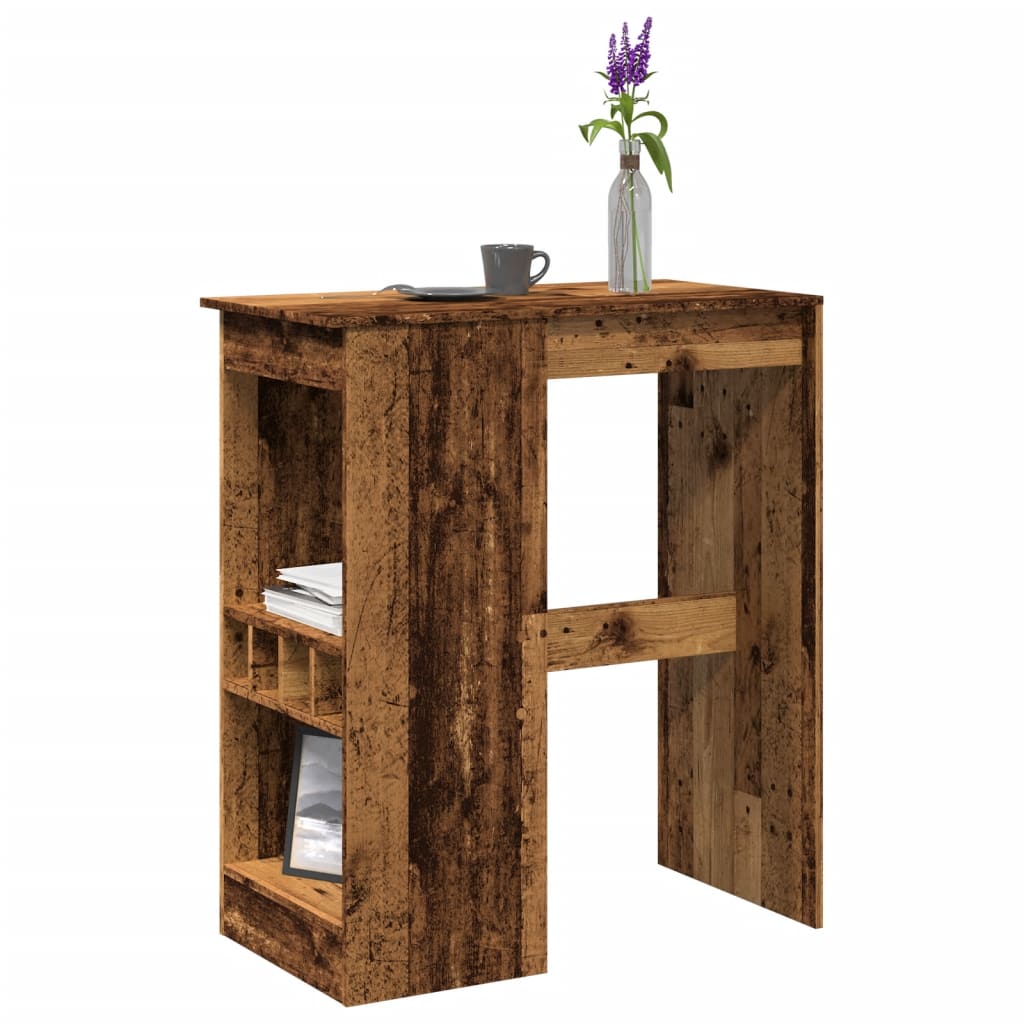 Tavolo Bar con Rastrelliera Antico 90x47,5x103,5 cm Multistrato | homemem39