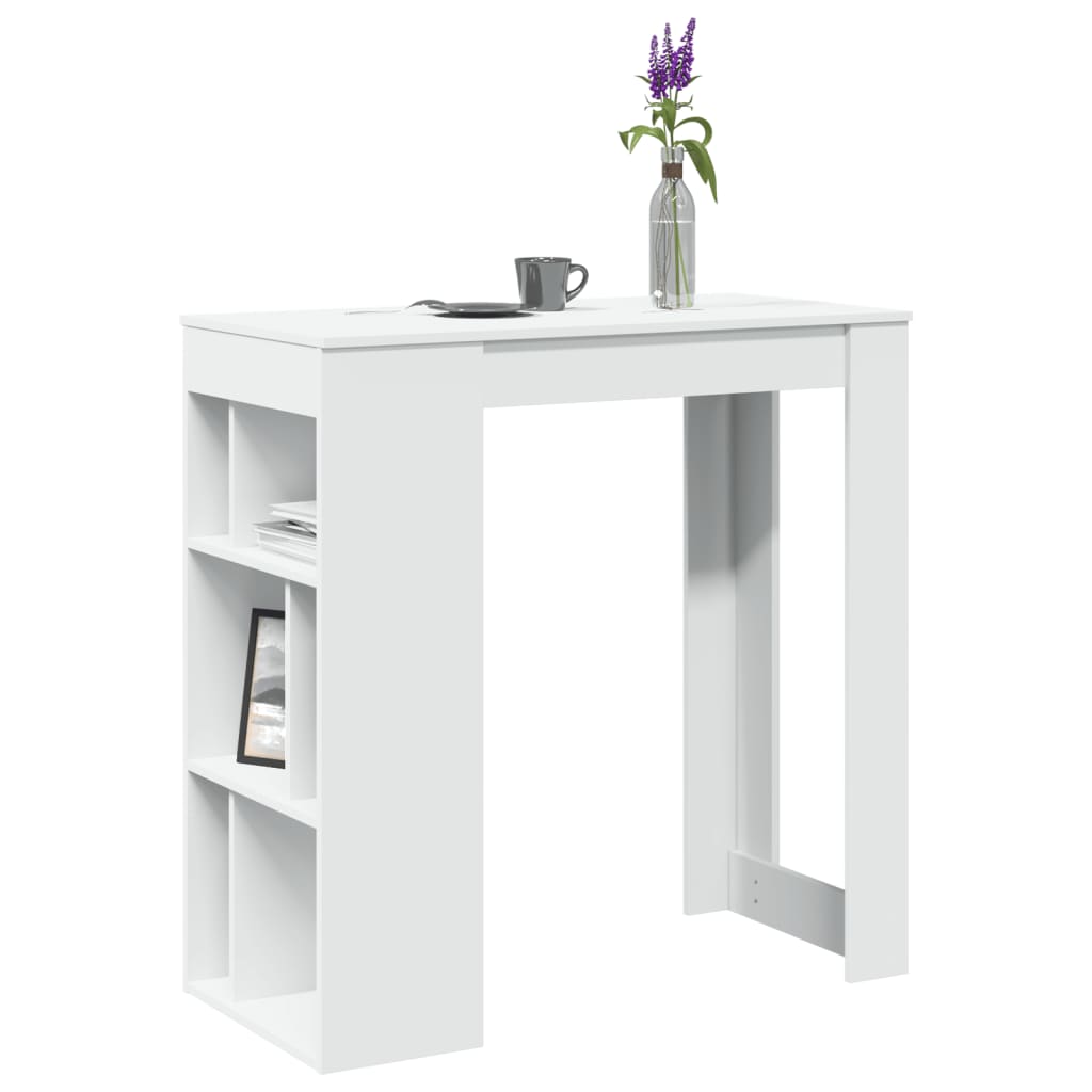 Tavolo Bar con Rastrelliera Bianco 102x50x103,5 cm Multistrato | homemem39