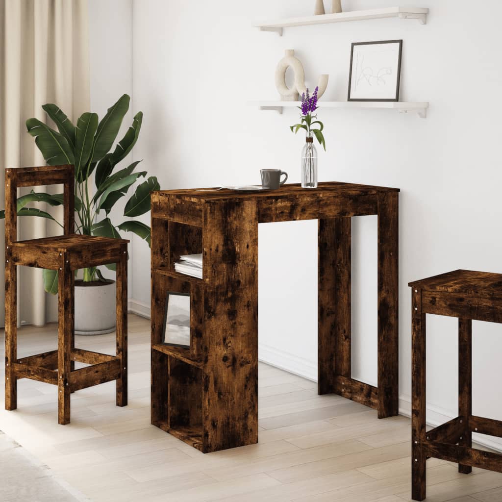 Tavolo Bar con Rastrelliera Rovere 102x50x103,5 cm Multistrato | homemem39