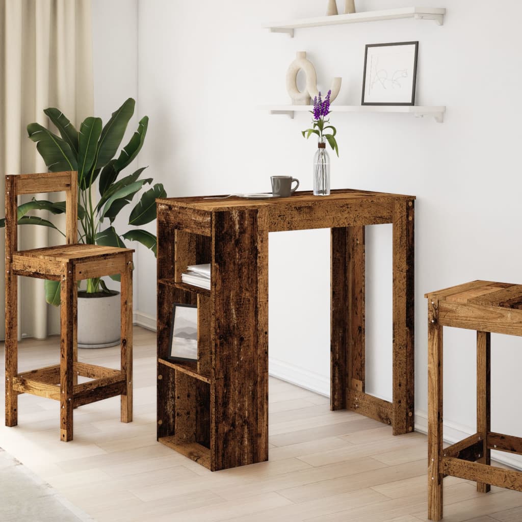 Tavolo Bar con Rastrelliera Antico 102x50x103,5 cm Multistrato | homemem39