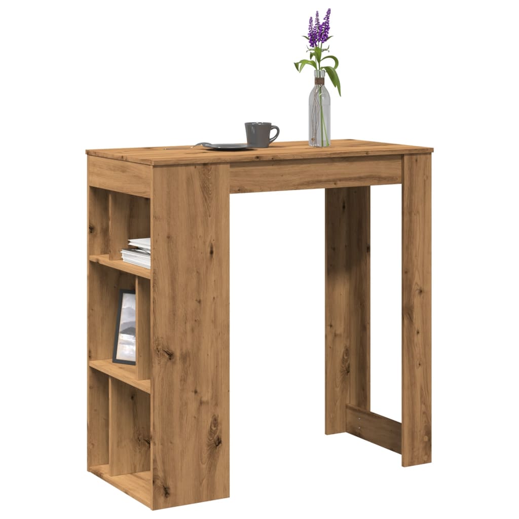Tavolo Bar con Rastrelliera Rovere 102x50x103,5 cm Multistrato | homemem39