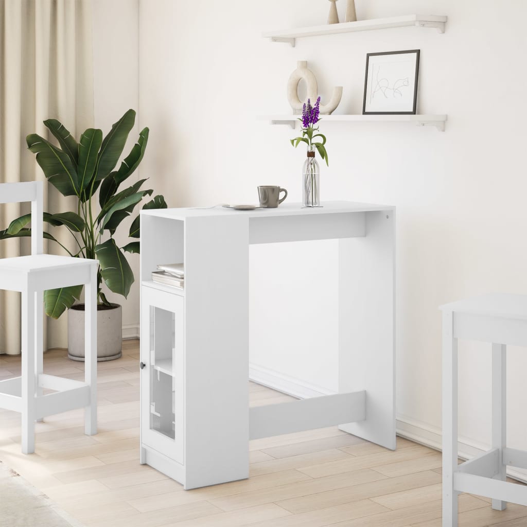Tavolo Bar con Rastrelliera Bianco 101x40x103,5 cm Multistrato | homemem39