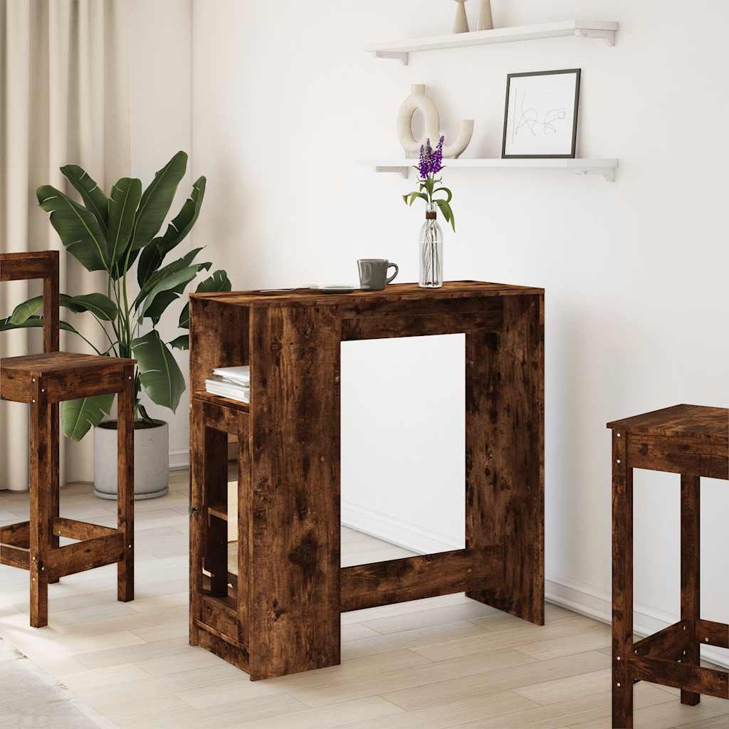 Tavolo Bar con Rastrelliera Rovere 101x40x103,5 cm Multistrato | homemem39