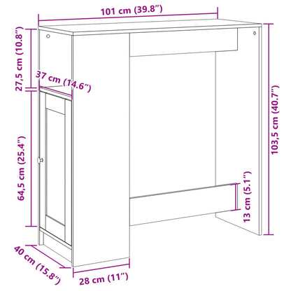Tavolo Bar con Rastrelliera Rovere 101x40x103,5 cm Multistrato | homemem39
