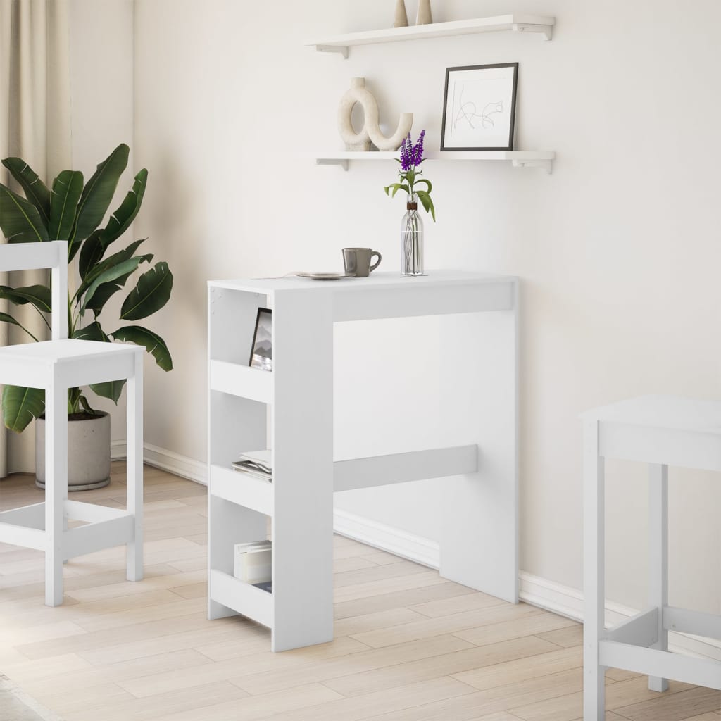 Tavolo Bar con Rastrelliera Bianco 90x40x103,5 cm Multistrato | homemem39