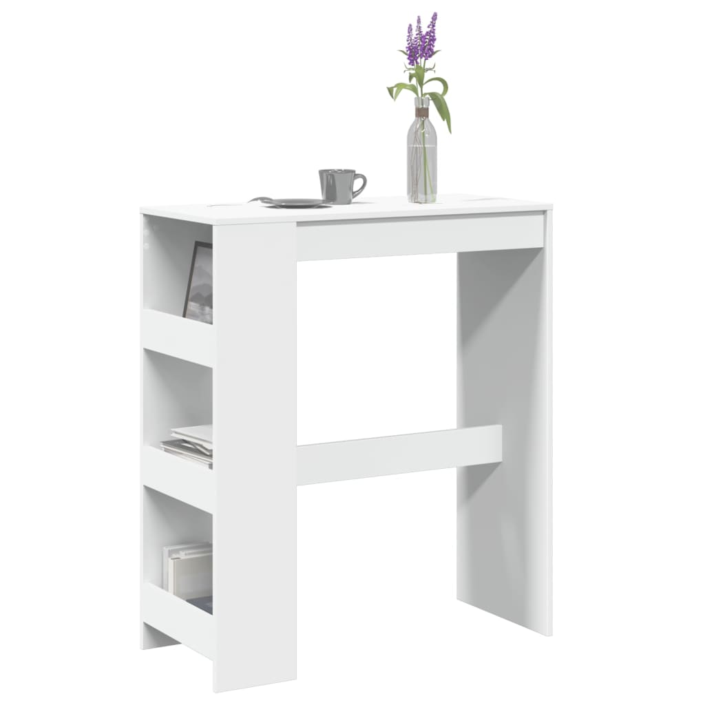 Tavolo Bar con Rastrelliera Bianco 90x40x103,5 cm Multistrato | homemem39