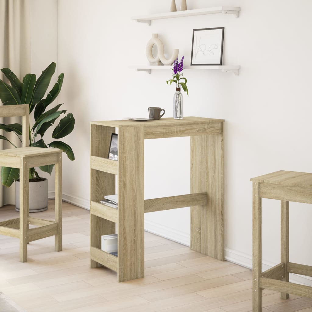 Tavolo Bar con Rastrelliera Sonoma 90x40x103,5 cm Multistrato | homemem39
