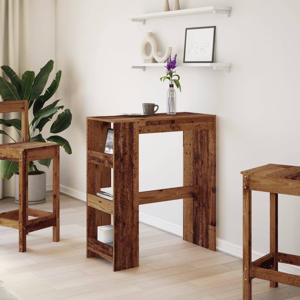 Tavolo Bar con Rastrelliera Antico 90x40x103,5 cm Multistrato