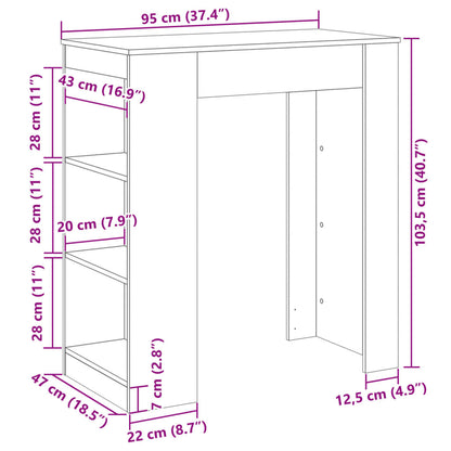 Tavolo Bar con Rastrelliera Grigio 95x47x103,5 cm Multistrato | homemem39