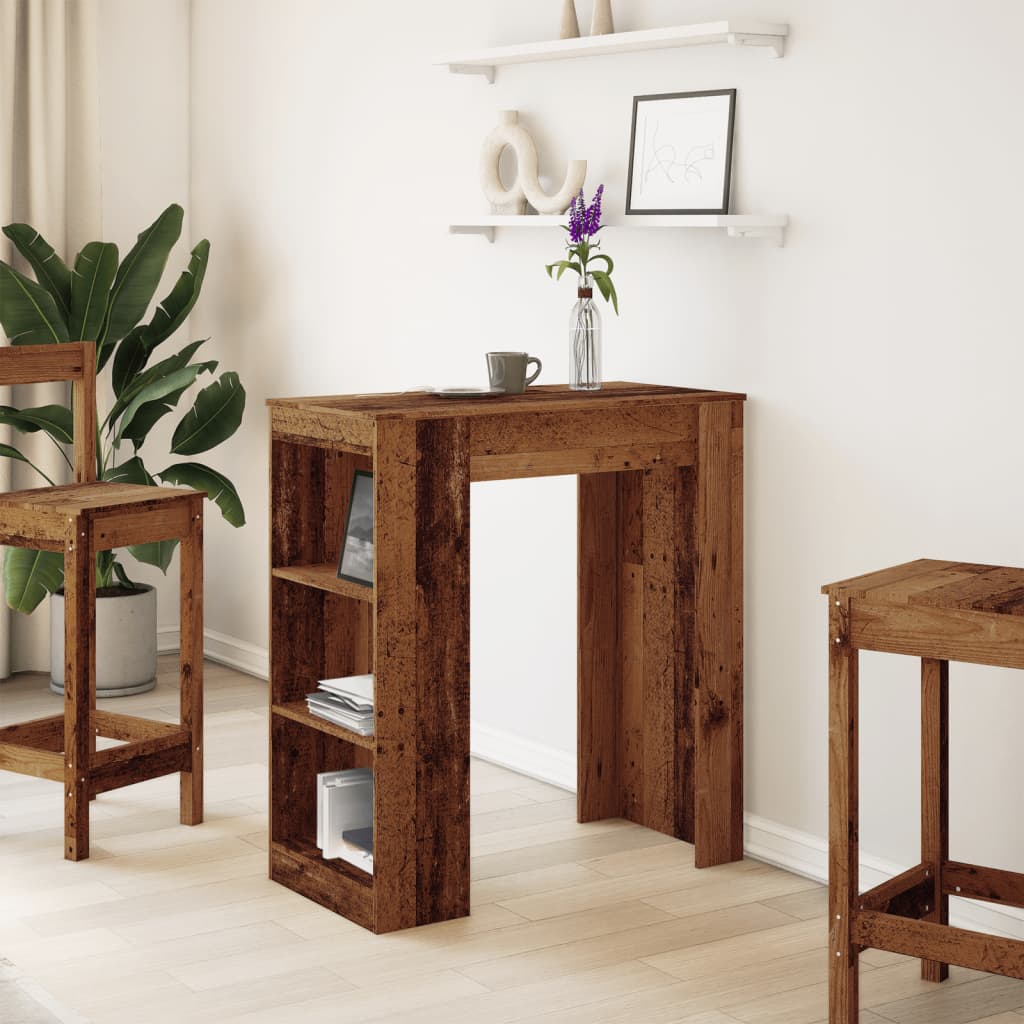 Tavolo Bar con Rastrelliera Antico 95x47x103,5 cm Multistrato | homemem39