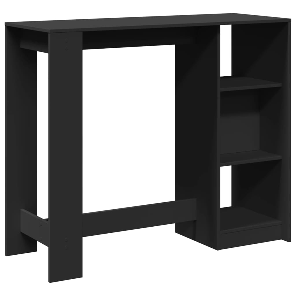 Tavolo Bar con Ripiano Nero 124x46x103,5 cm Legno Multistrato | homemem39