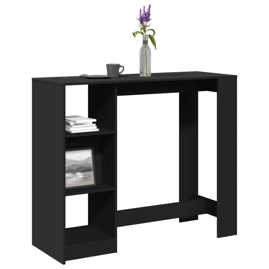Tavolo Bar con Ripiano Nero 124x46x103,5 cm Legno Multistrato | homemem39